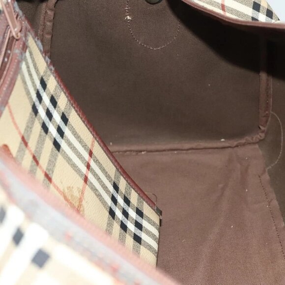 Burberrys Nova Check Boston Bag PVC 2way Beige Auth 137639 - Picture 11 of 16